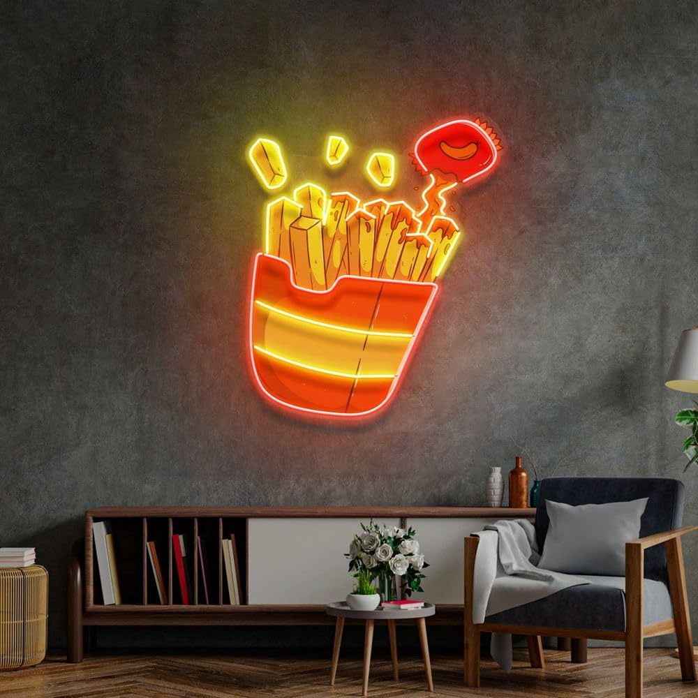 Custom French Fries Neon Sign  - Commercial Kitchen Light recension och pris
