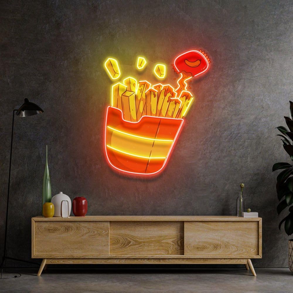 Custom French Fries Neon Sign  - Commercial Kitchen Light recension och pris