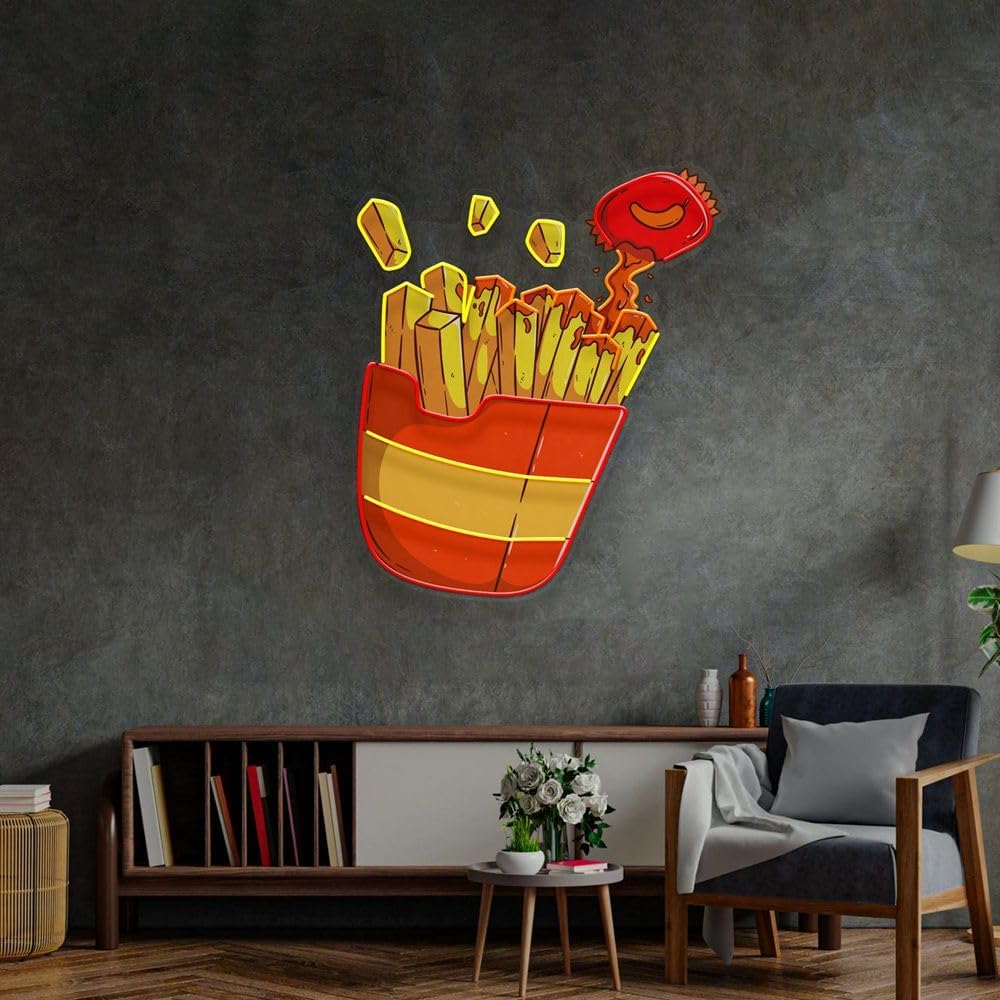Custom French Fries Neon Sign  - Commercial Kitchen Light recension och pris