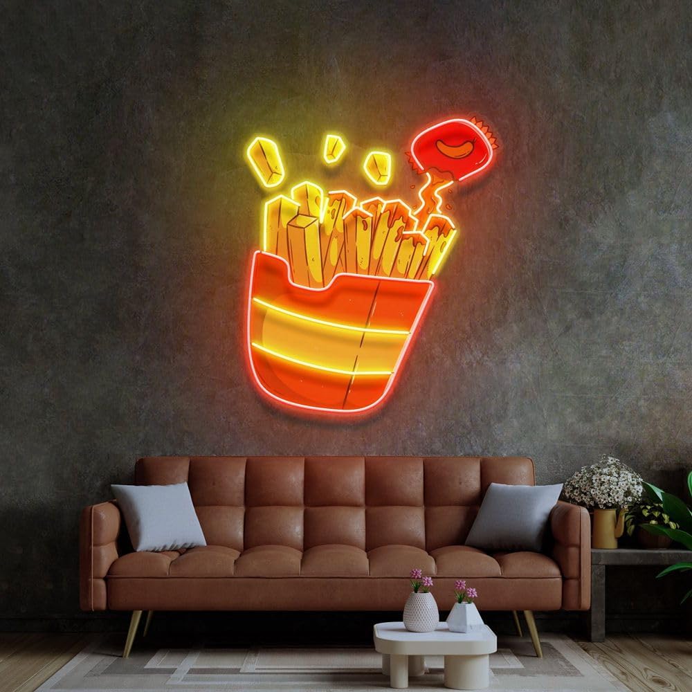 Custom French Fries Neon Sign  - Commercial Kitchen Light recension och pris